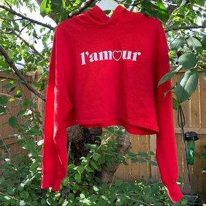Red Cropped H&M Hoodie